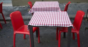 Mesas e cadeiras em ruas