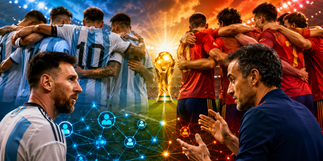 Imagem futebol Argentina e Espanha