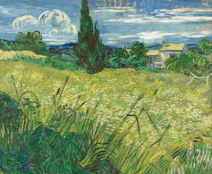 “Campo de Trigo Verde com Ciprestes” de Vincent van Gogh